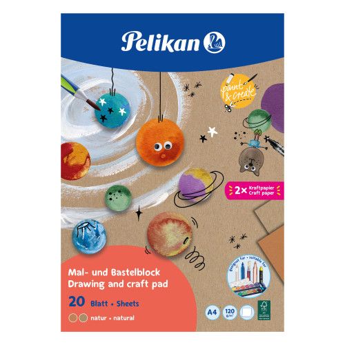 Pelikan Zeichen- und Bastelblock A4 120g zwei versch. Naturtöne, Block à 20 Blatt
