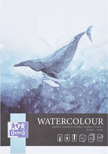 Oxford Art Aquarellblock A4, 300 gm2 4-seitig geleimt, Block mit 20 Blatt