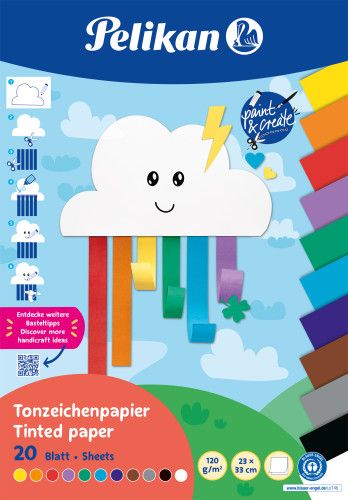 Pelikan Tonzeichenpapier 23 x 33 cm 120g Rainbow, Block mit 20 Blatt