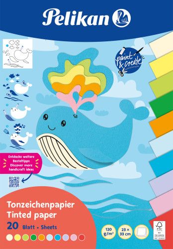 Pelikan Tonzeichenpapier 23 x 33 cm 120g Summer, Block mit 20 Blatt
