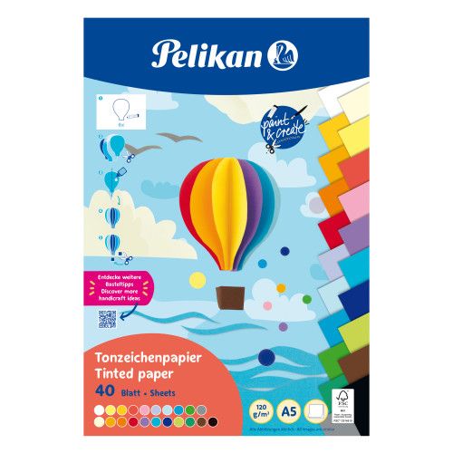 Pelikan Tonzeichenpapier A5 120g 21 Farbvariationen, Block mit 40 Blatt