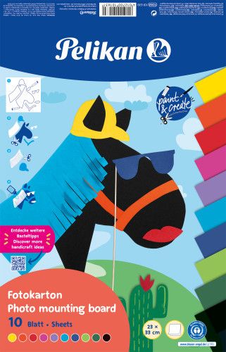 Pelikan Fotokartonblock 140 g 23 x 33 cm 10 versch. Farben, Block mit 10 Blatt
